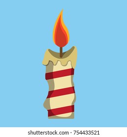 Christmas Candle, XMas icon. Cartoon style. Vector Illustration for Christmas day.