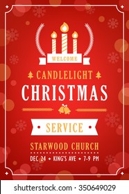 Christmas Candlelight Service Church Invitation. 