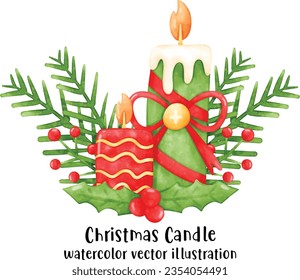 Christmas candles, candle, candles , watercolor style, Christmas vector illustration