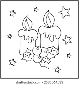 Christmas Candles Coloring Page for Kids