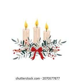 
Christmas candles. Composition of candles. Vector illustration