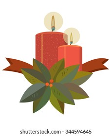 Christmas candles with decorations.