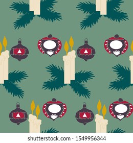 Christmas candles and decorations in a seamless pattern design, perfect on the web or in print 
