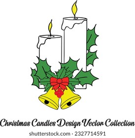 Christmas Candles Design Vector Collection - Each vector illustration in this collection showcases beautifully designed Christmas candles,