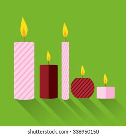 Christmas candles. Flat design icon