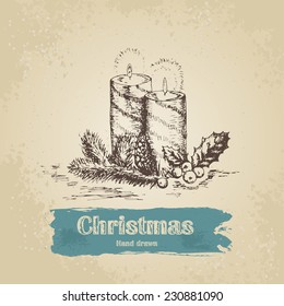 Christmas candles. Hand drawn illustration