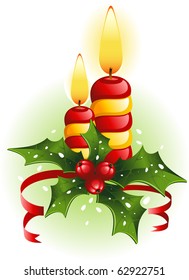 Christmas candles and holly