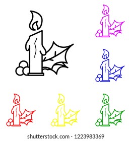 Christmas candles with holly berries line icon. Elements of Christmas and New Year in multi colored icons. Simple icon for websites, web design, mobile app, info graphics on white background