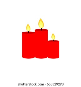 Christmas candles icon, flat design template, vector illustration