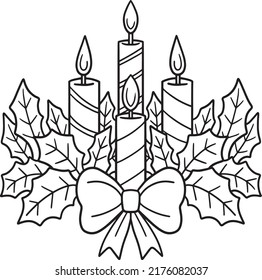 Christmas Candles Isolated Coloring Page