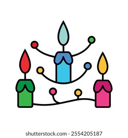 Christmas candles and lights Vector Art Illustration