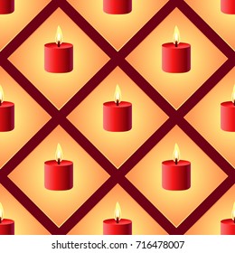 Christmas Candles Seamless Pattern - Great for Christmas and Winter Projects, Wrapping Paper, Backgrounds, Wallpapers.