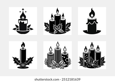 Christmas candles silhouette vector illustration