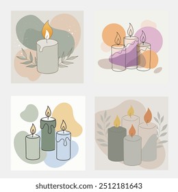 Christmas candles silhouette vector illustration