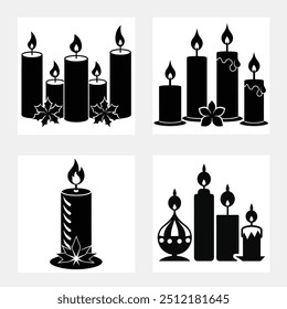 Christmas candles silhouette vector illustration