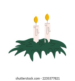 Christmas candles vector flat Illustration. Christmas decoration. 