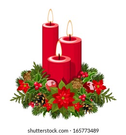 Christmas candles. Vector illustration.