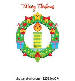 Christmas candles with wreath, Flat Design Style Eps 10. 2