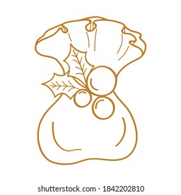 Christmas candy bag. Hand drawn vector stock illustration. Doodle sketch art. 