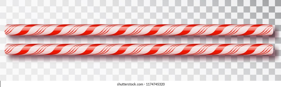 Christmas Candy border isolated . Blank Christmas design, realistic red and white twisted cord frame.  New Year 2019. Holiday design, decor. Vector illustration.