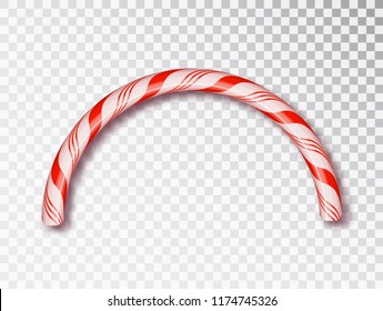 Christmas Candy border isolated . Blank Christmas design, realistic red and white twisted cord frame.  New Year 2019. Holiday design, decor. Vector illustration.