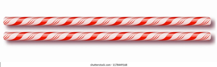 Christmas Candy border isolated . Blank Christmas design, realistic red and white twisted cord frame. New Year 2019. Holiday design, decor. Vector illustration.