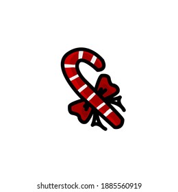 christmas candy and bow colorful icon vector illustration