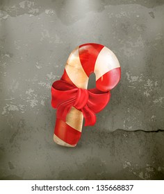 Christmas candy with bow, old style vector
