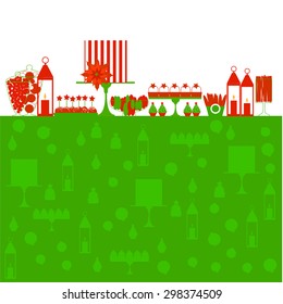 Christmas candy buffet with lanterns.Vector illustration