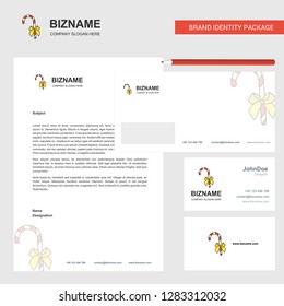 Christmas candy Business Letterhead, Envelope and visiting Card Design vector template