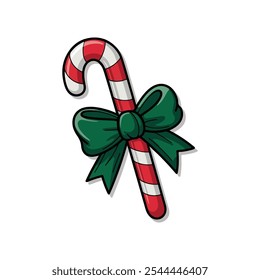 Christmas candy cane with bow ribbon vector