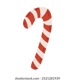 Christmas candy cane caramel isolated on a white background. Red and white stripes