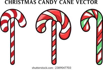 Christmas Candy Cane Clipart Bundle, Christmas Candy Cane Vector illustration