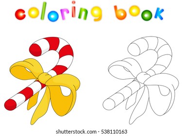 Christmas candy cane. Coloring book for kids