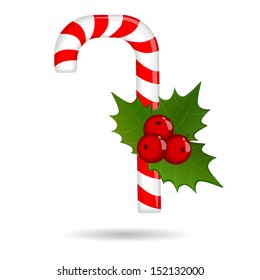 Christmas candy cane decorated holly 