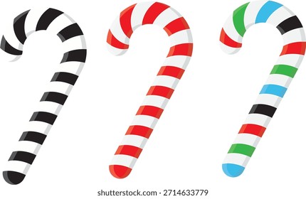 Christmas Candy Cane Design, eps 10, three type of variation