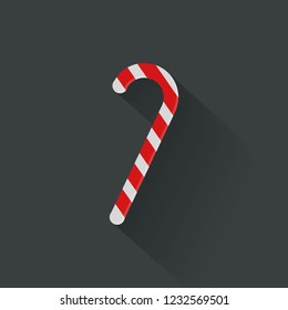 Christmas candy cane flat icon, vector, illustration, eps file