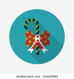 Christmas candy cane flat icon with long shadow,eps10