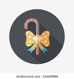 Christmas candy cane flat icon with long shadow,eps10
