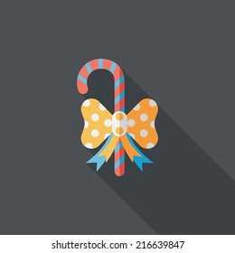 Christmas candy cane flat icon with long shadow,eps10