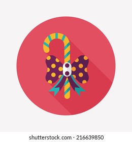 Christmas candy cane flat icon with long shadow,eps10