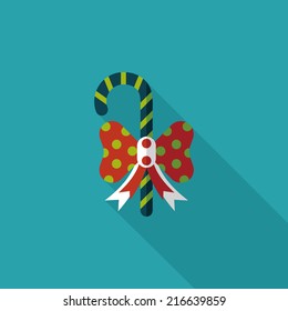 Christmas candy cane flat icon with long shadow,eps10