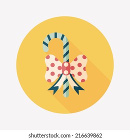 Christmas candy cane flat icon with long shadow,eps10