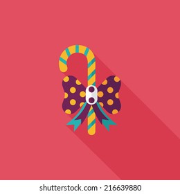 Christmas candy cane flat icon with long shadow,eps10