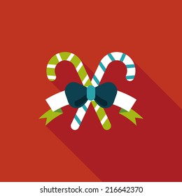 Christmas candy cane flat icon with long shadow,eps10