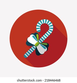 Christmas candy cane flat icon with long shadow,eps10