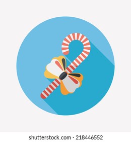 Christmas candy cane flat icon with long shadow,eps10
