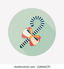 Christmas candy cane flat icon with long shadow,eps10