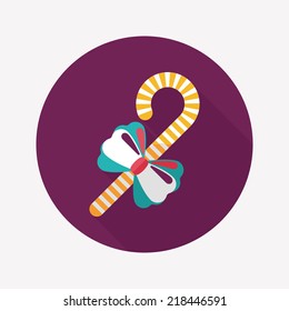 Christmas candy cane flat icon with long shadow,eps10