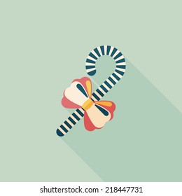 Christmas candy cane flat icon with long shadow,eps10